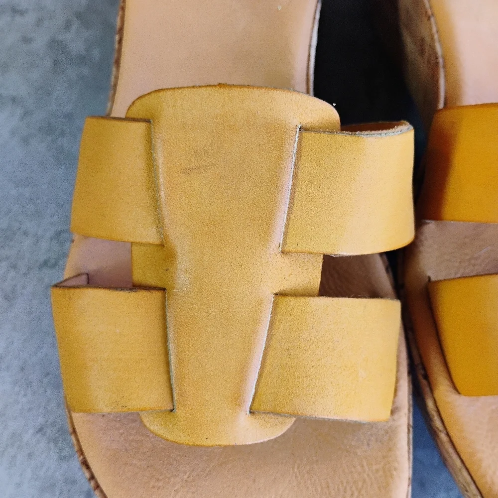 Korks by‎ Kork-Ease Brie Wedge Sandals Neutral Beige Leather Confort Size 9